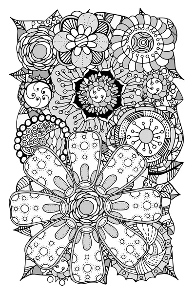 Fleurs et feuilles de gribouille — Image vectorielle