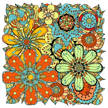 Doodle çiçekler ve yapraklar