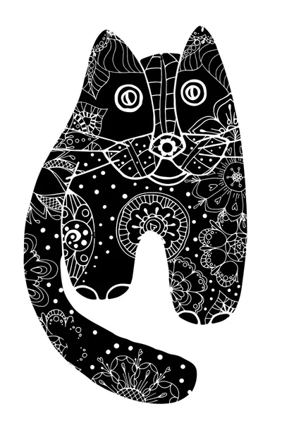 Чёрный цветочный кот — стоковый вектор