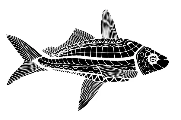 Tek renkli balık stilize — Stok Vektör