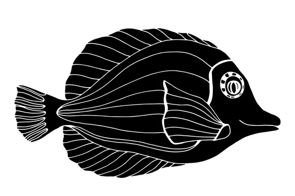 Poisson monochrome stylisé — Image vectorielle