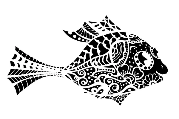 Poisson monochrome stylisé — Image vectorielle