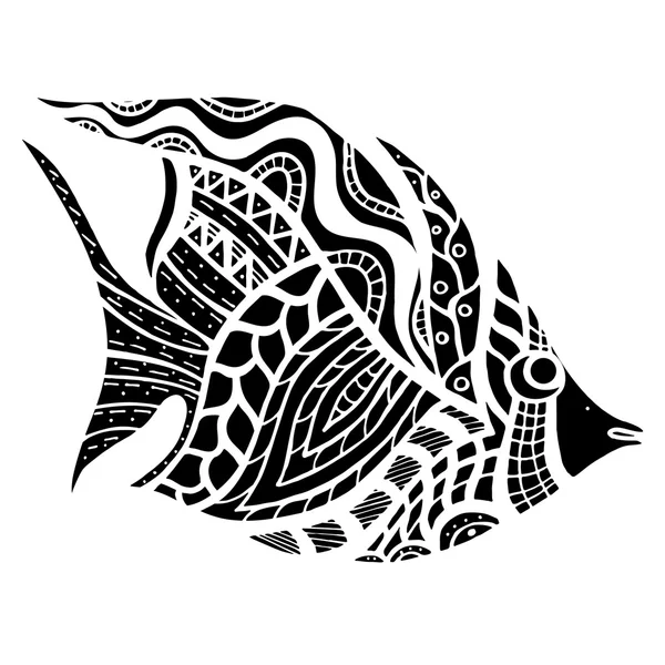 Poisson monochrome stylisé — Image vectorielle