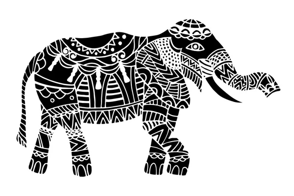 Elefante étnico negro . — Vector de stock