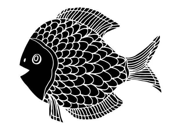 Poisson monochrome stylisé — Image vectorielle