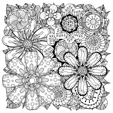 Doodle çiçekler ve yapraklar