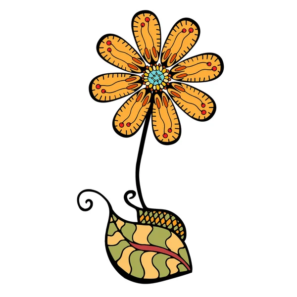 Flor de garabato de color — Vector de stock