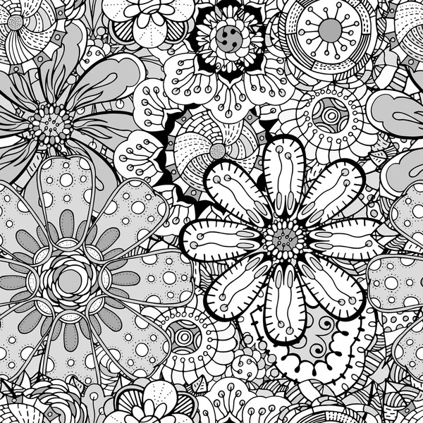 Seamless Contour Floral Pattern — Stock Vector
