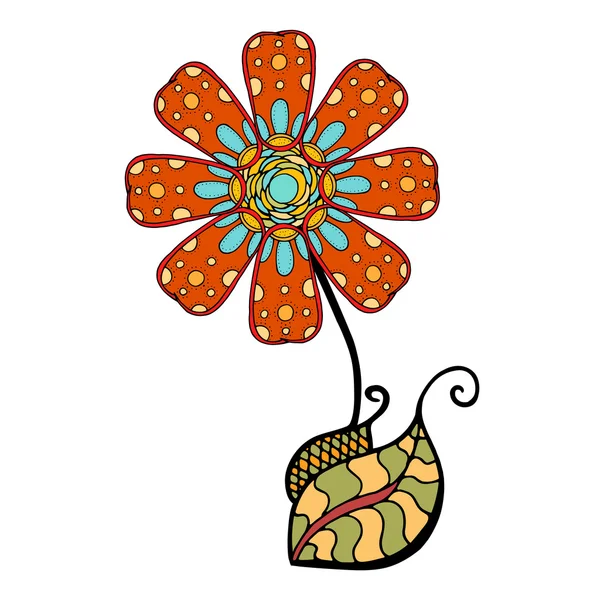 Färgade doodle blomma — Stock vektor