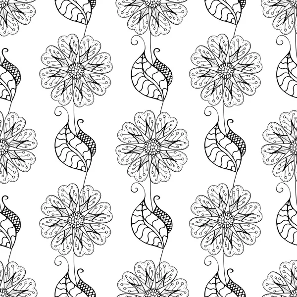 Patrón floral monocromo . — Archivo Imágenes Vectoriales