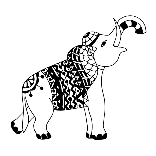 Zentangle スタイルの象 — ストックベクタ