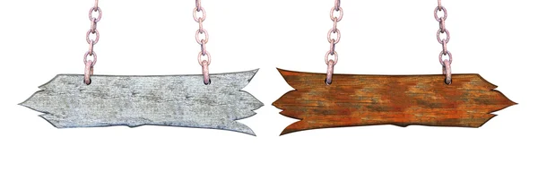 Wooden arrow on chain — Stock Photo, Image