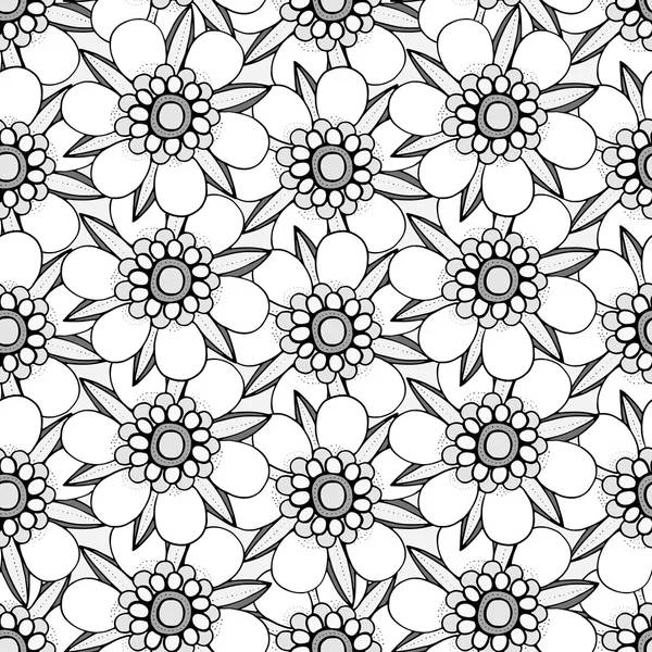 Patrón floral monocromo . — Vector de stock