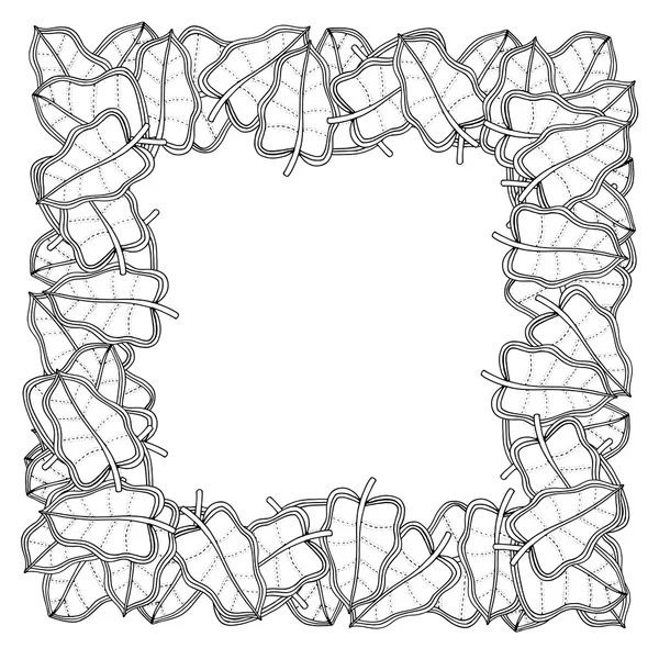 Cadre carré de feuilles — Image vectorielle