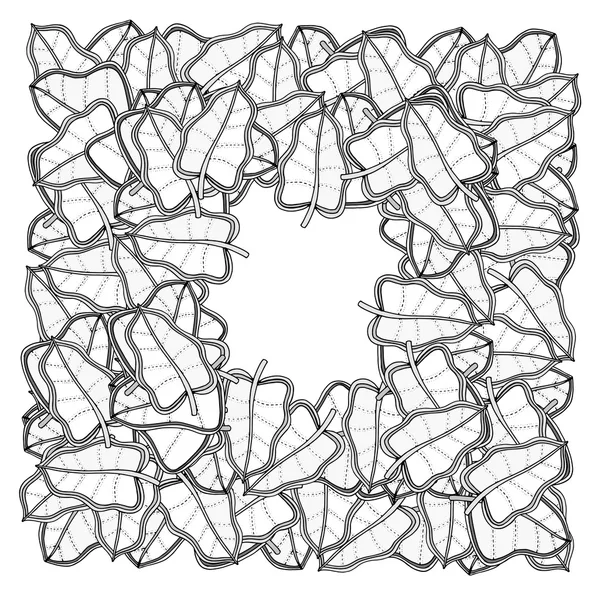 Quadratischer Rahmen aus Blättern — Stockvektor