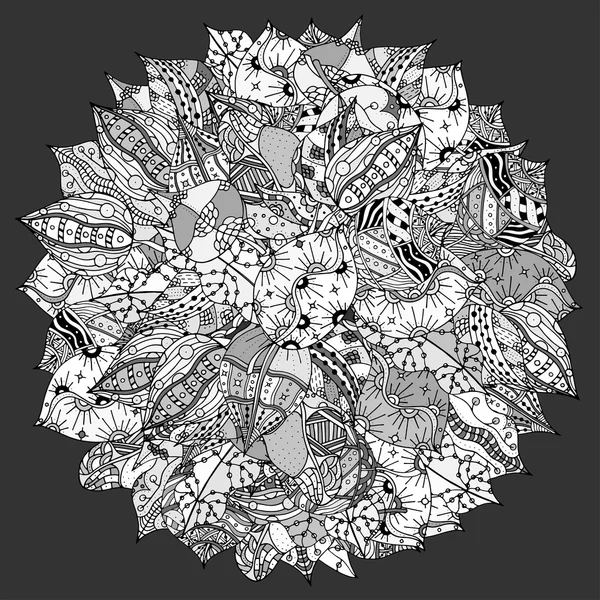 Чорно-білий квітковий візерунок . — стоковий вектор