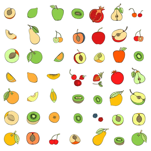 Juego de Doodle de diferentes frutas — Archivo Imágenes Vectoriales