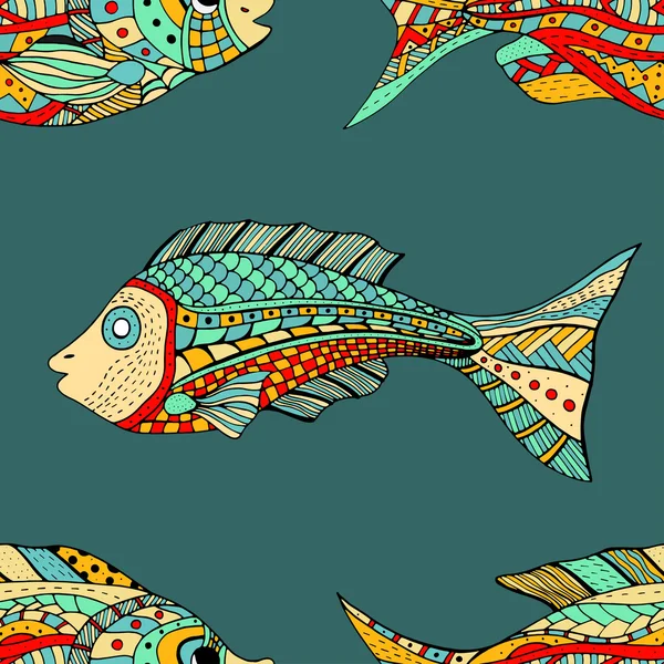 Zentangle pesce sfondo — Vettoriale Stock