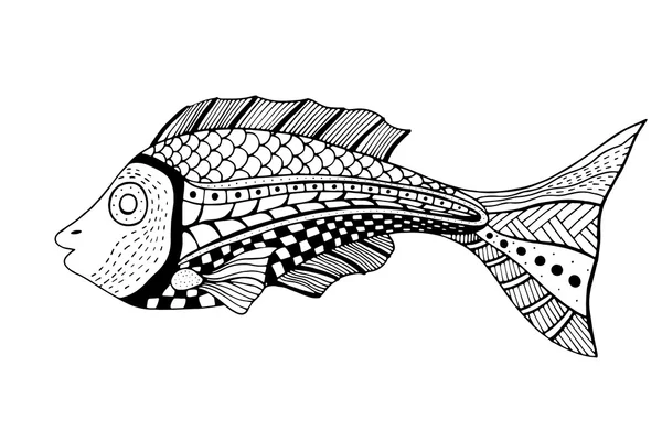 Zentangle peixe estilizado . — Vetor de Stock