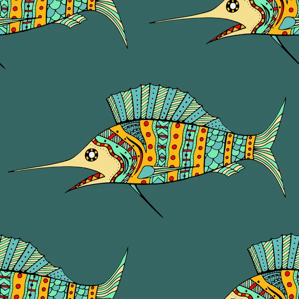 Zentangle fish background — Stock Vector