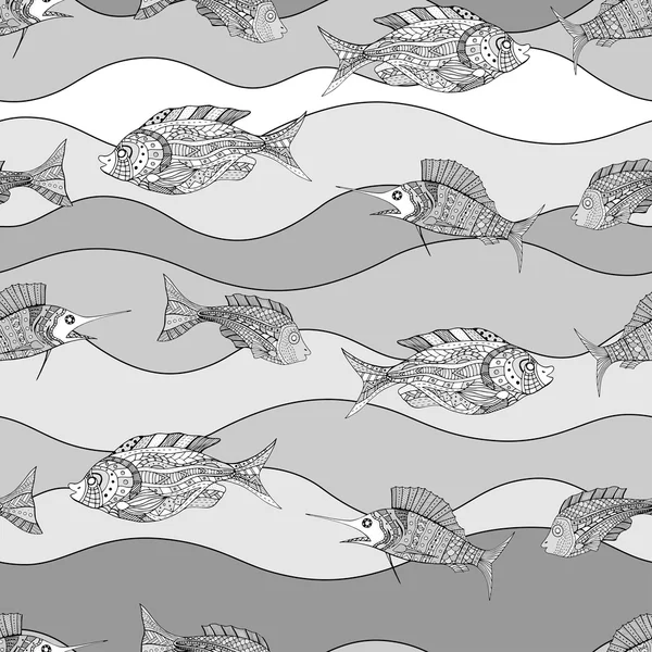 Zentangle ryby pozadí — Stockový vektor
