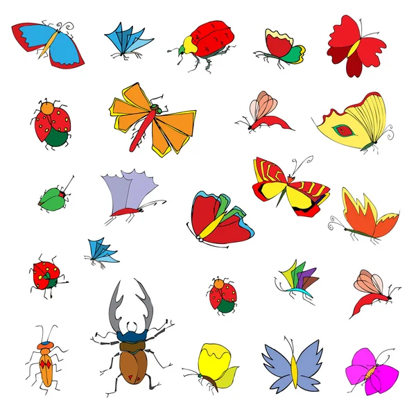 Vázlat illusztrációk a rovarok — Stock Vector