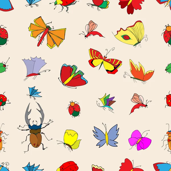 Seamless pattern with insects — Stock Vector