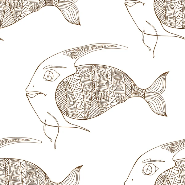 Zentangle pesce sfondo — Vettoriale Stock