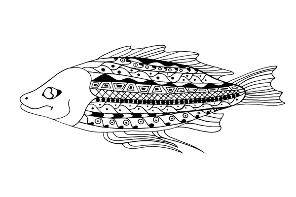 Zentangle 様式の魚 — ストックベクタ