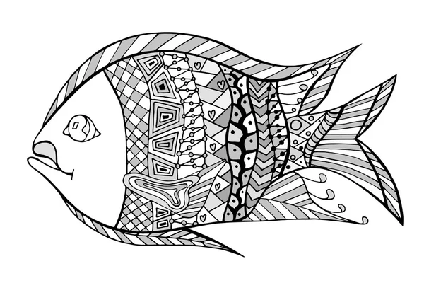 Zentangle gestileerd vis — Stockvector