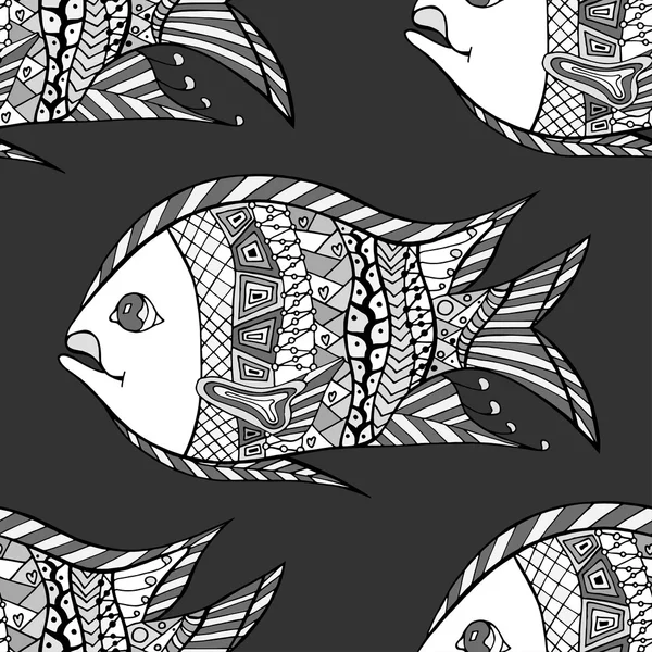 Zentangle fundo de peixe — Vetor de Stock