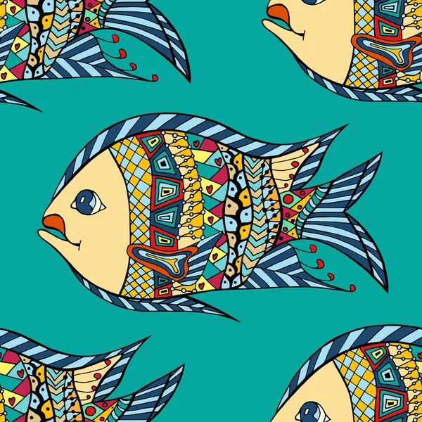 Zentangle pesce sfondo — Vettoriale Stock