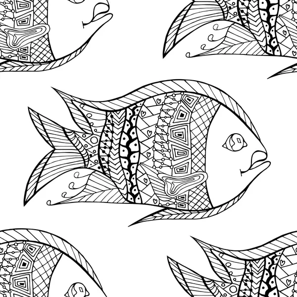 Zentangle pesce sfondo — Vettoriale Stock