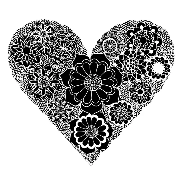 Heart Shape Pattern For Coloring Book Floral Imitation Of Retro