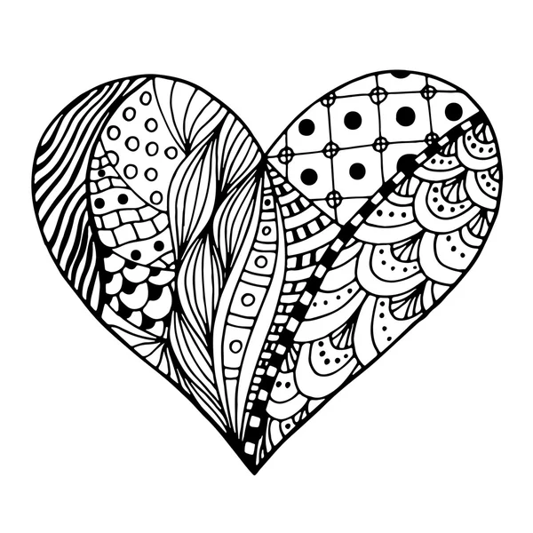 Coeurs dans le style zentangle — Image vectorielle