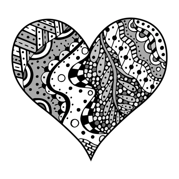 Serca w stylu zentangle — Wektor stockowy