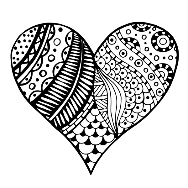 Corações em estilo zentangle — Vetor de Stock