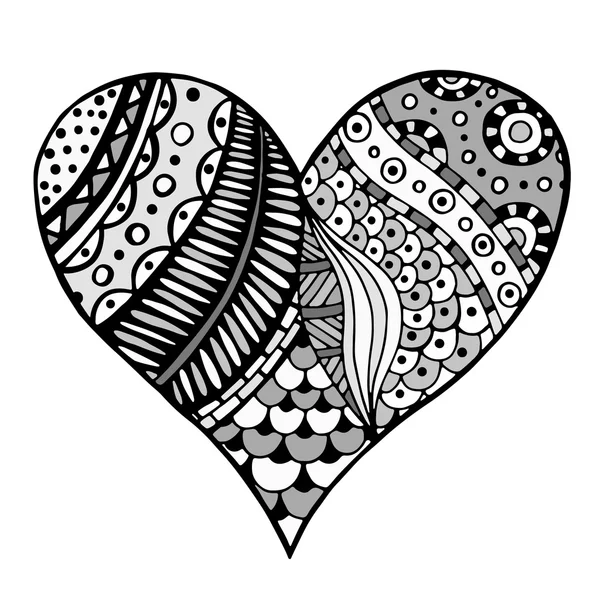 Hearts in zentangle style — Stock Vector