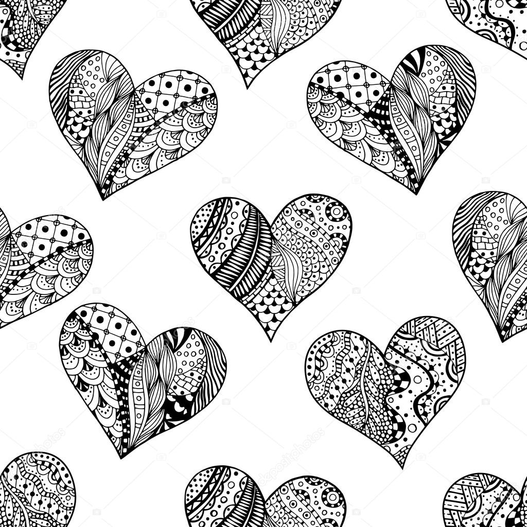 pattern of monochrome hearts