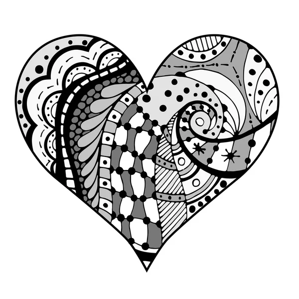 Hjärtan i zentangle stil — Stock vektor