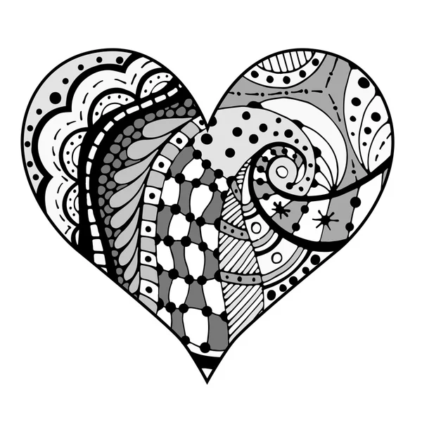 Serca w stylu zentangle — Wektor stockowy