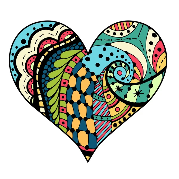 Coeurs dans le style zentangle — Image vectorielle