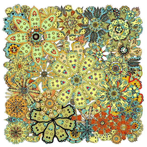 民族色の花 zentangle — ストックベクタ
