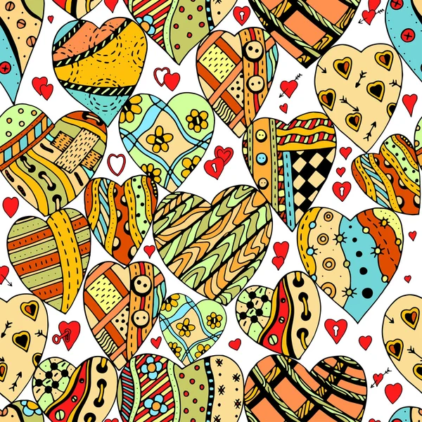 Pattern of zentangle hearts — Stock Vector