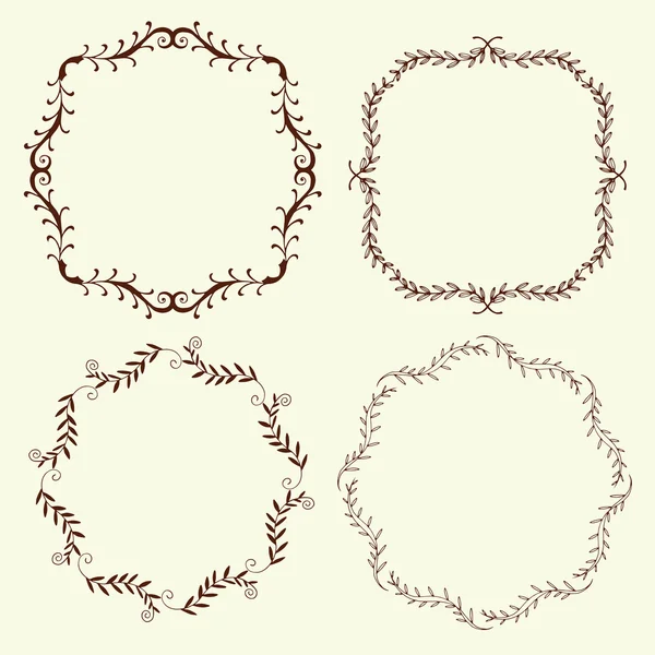 Set of 4 hand drawn frames, vector — Stock Vector