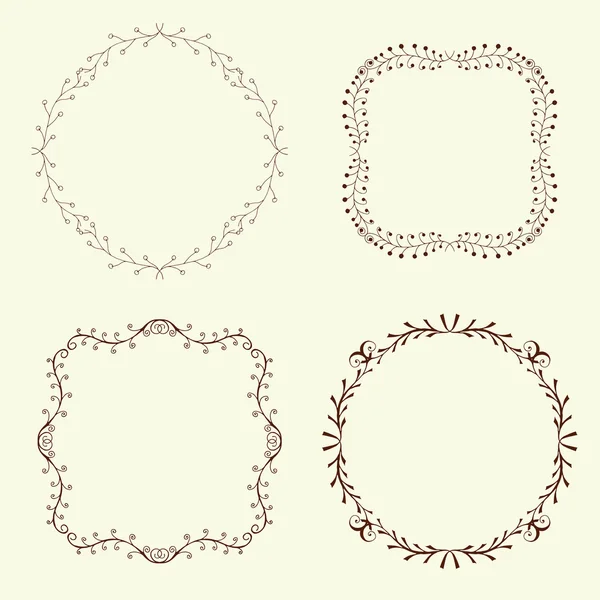 Set of 4 hand drawn frames, vector — Stock Vector