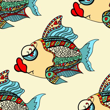 Zentangle balık arka plan.