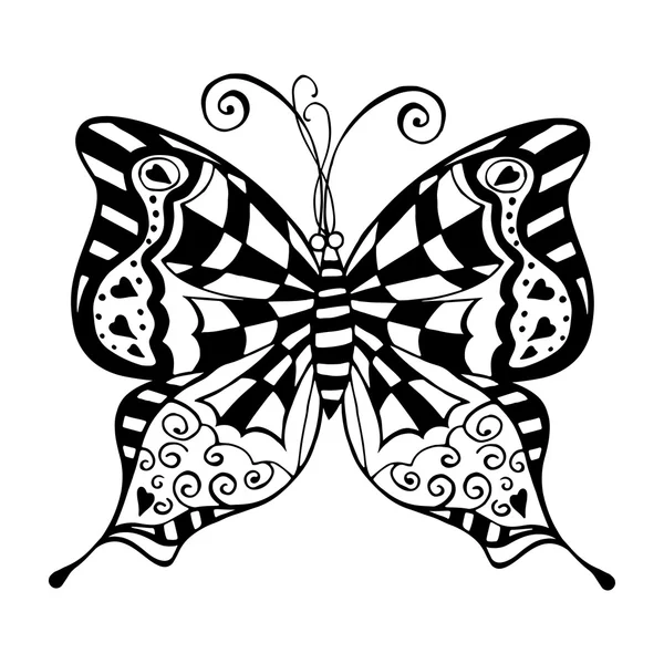 Schwarzer und weißer Schmetterling. — Stockvektor
