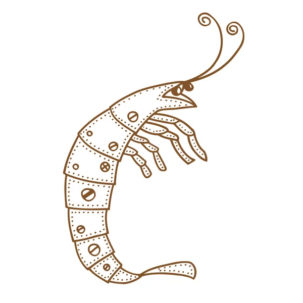 Camarones ornamentales dibujados a mano — Archivo Imágenes Vectoriales