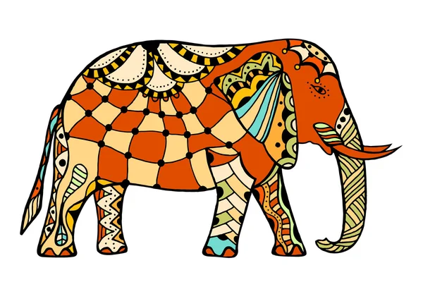 Elefante indio decorado — Vector de stock